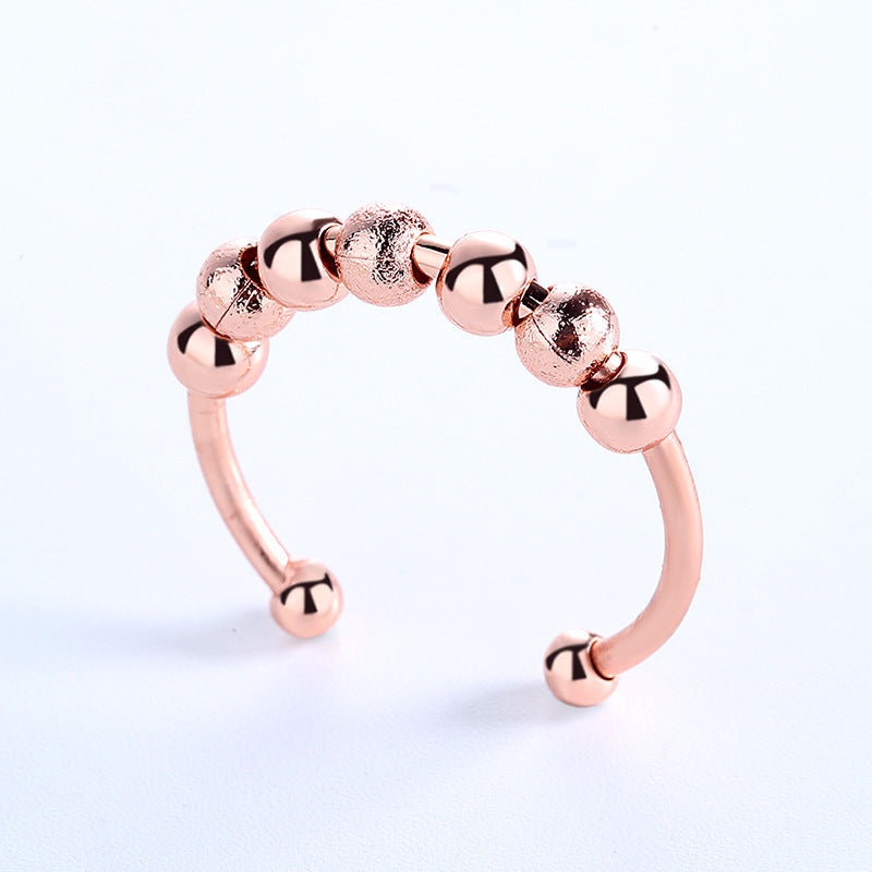 New Product Rotating Micro-motion Beads Women's Men's Anxiety Ring Adjustable Thin Bead Ring