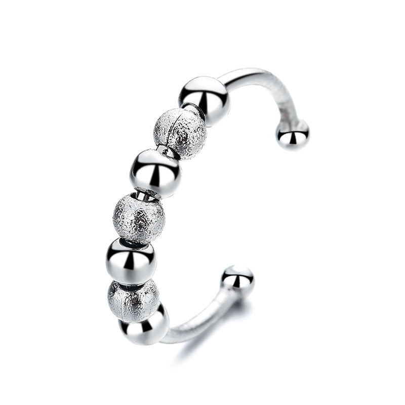 New Product Rotating Micro-motion Beads Women's Men's Anxiety Ring Adjustable Thin Bead Ring