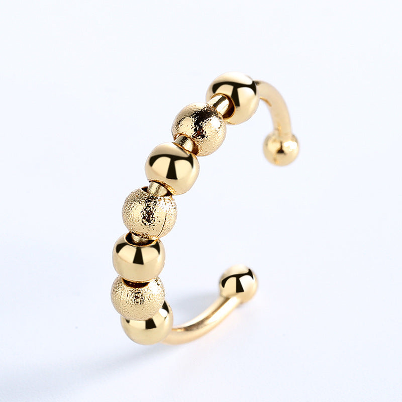 New Product Rotating Micro-motion Beads Women's Men's Anxiety Ring Adjustable Thin Bead Ring