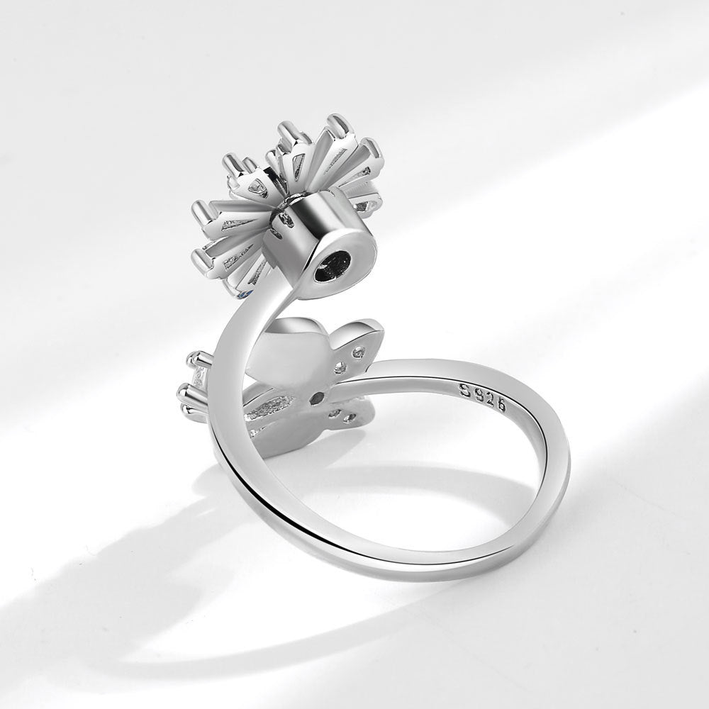 Butterfly Snowflake Rotating Anxiety Ring Adjustable