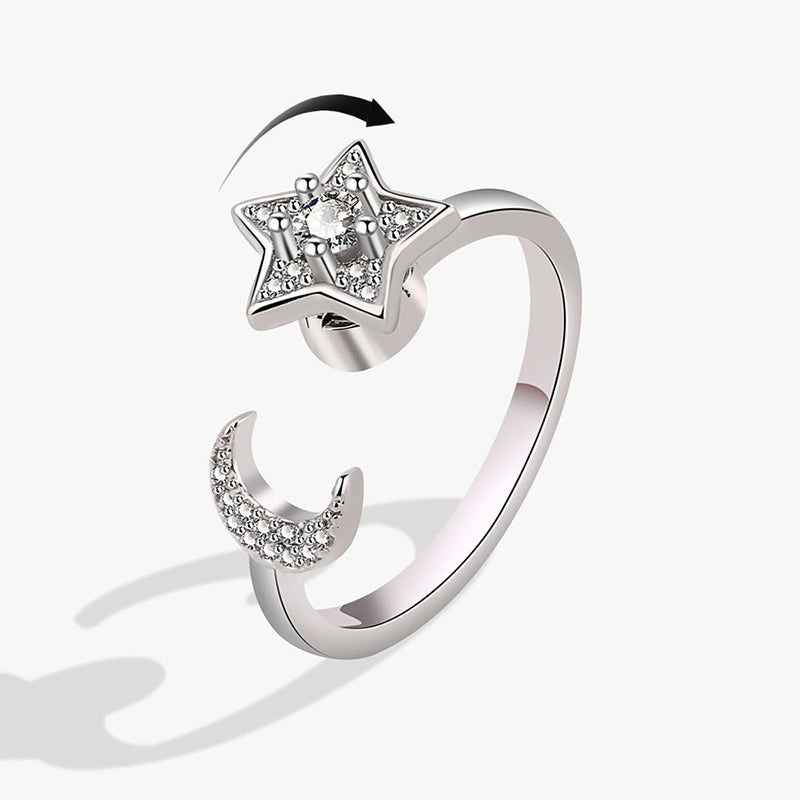 Spinning Ring Female Star Moon Zircon Ring Decompression Ring