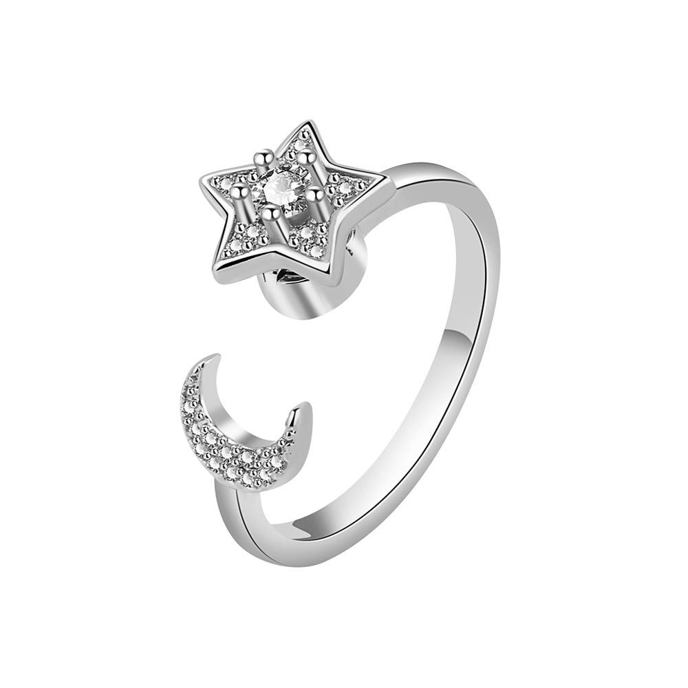 Spinning Ring Female Star Moon Zircon Ring Decompression Ring