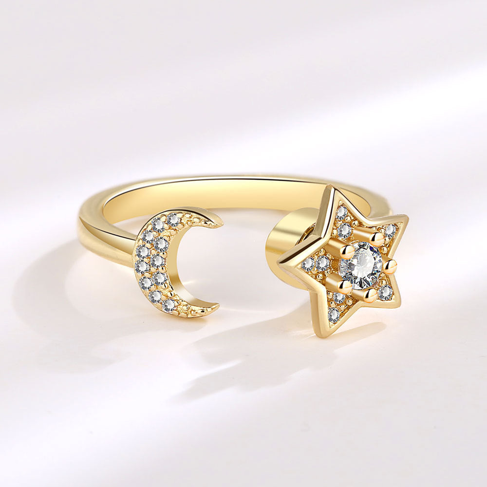 Spinning Ring Female Star Moon Zircon Ring Decompression Ring