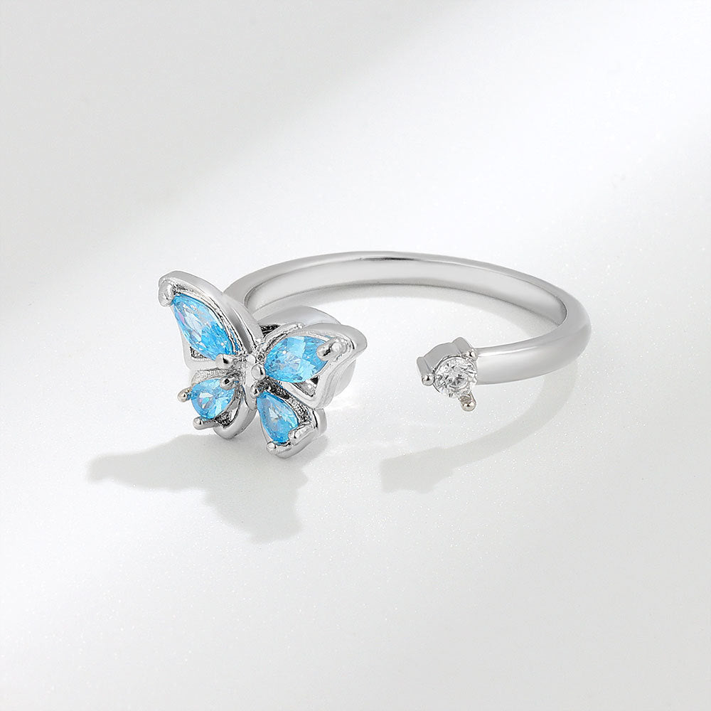 S925 Sterling Silver Butterfly Spinning Ring Women