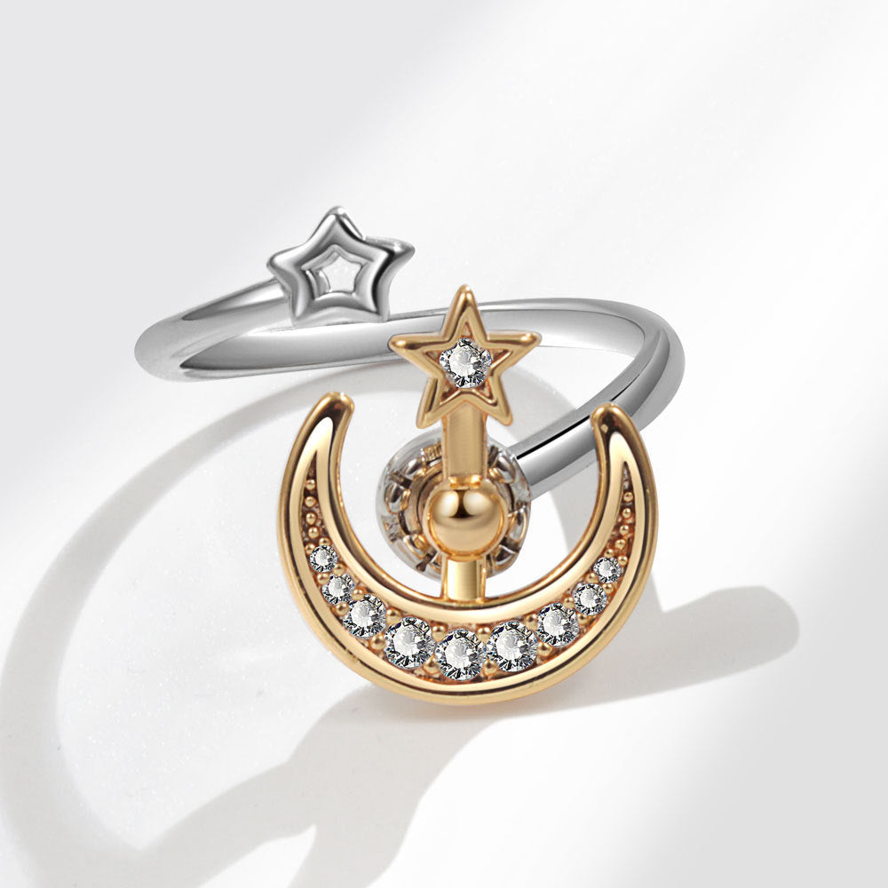 Star Moon Spinning Ring For Women To Prevent Anxiety And Reduce Stress