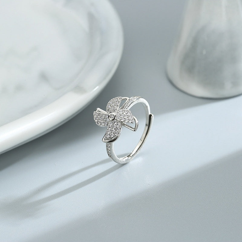 Luxury Cubic Zirconia Windmill Rings Rotating Fashion Jewelry For Women Creative Finger Spinning Ring