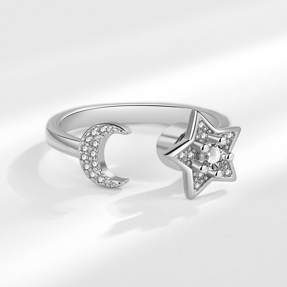 Spinning Ring Female Star Moon Zircon Ring Decompression Ring